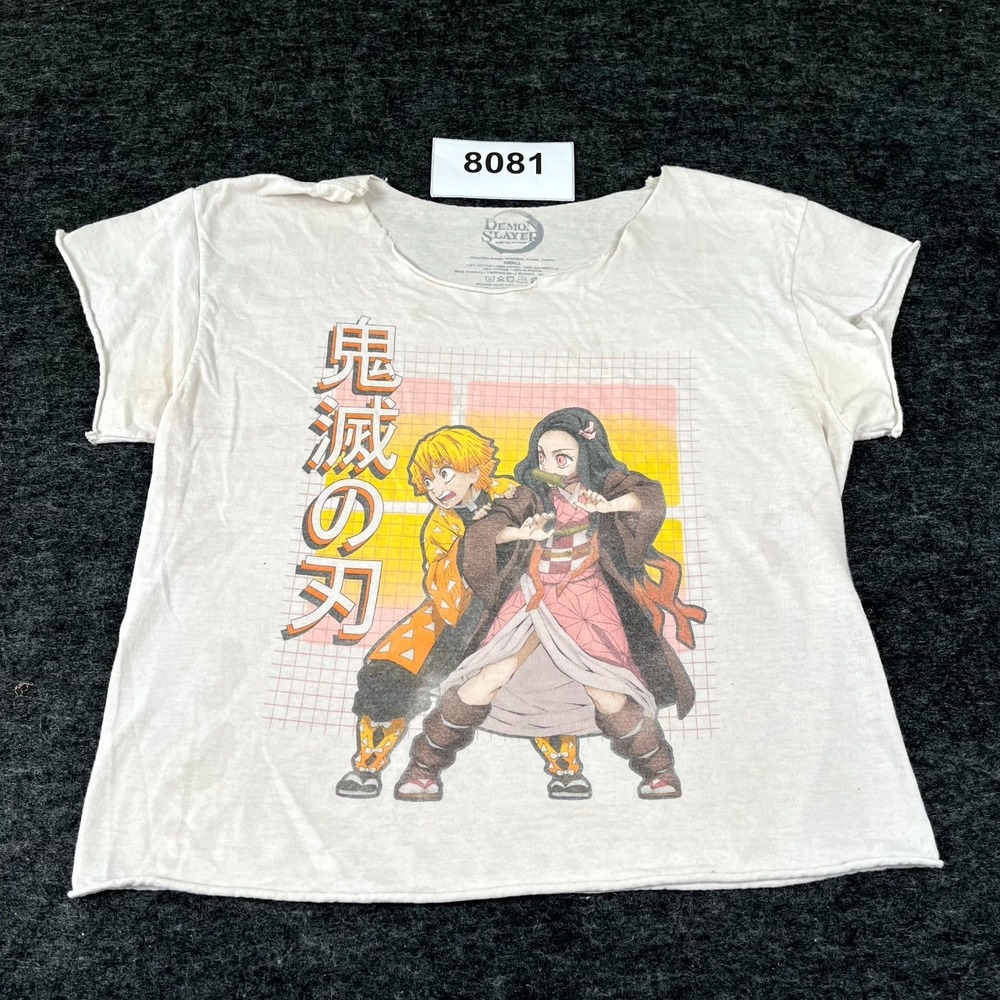 Demon Slayer T Shirt Womens Small White Cotton Anime Manga Graphic Print Cotton